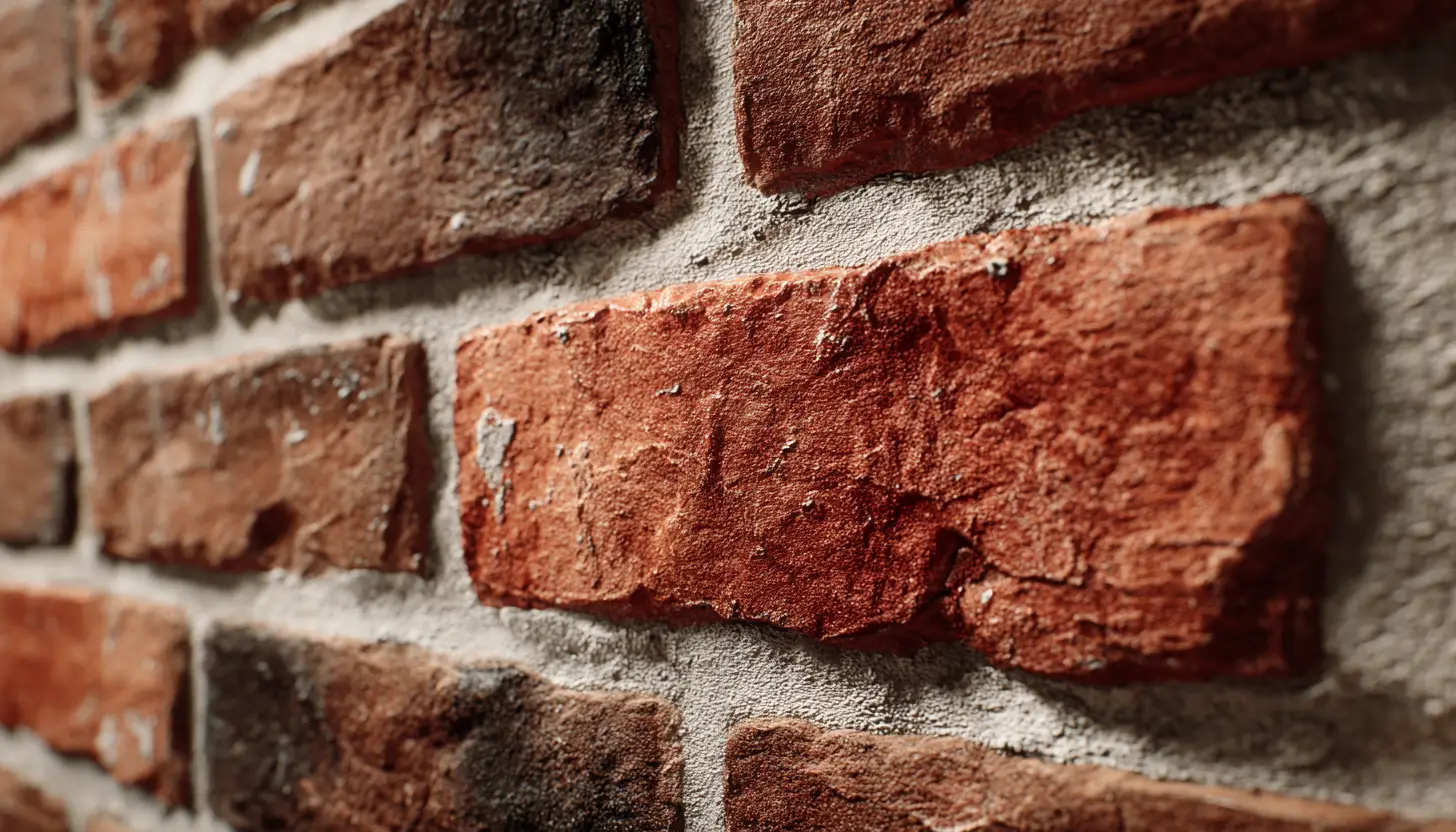 Détail du mortier neuf entre des briques rouges anciennes lors d’un projet de rejointoiement à Montréal